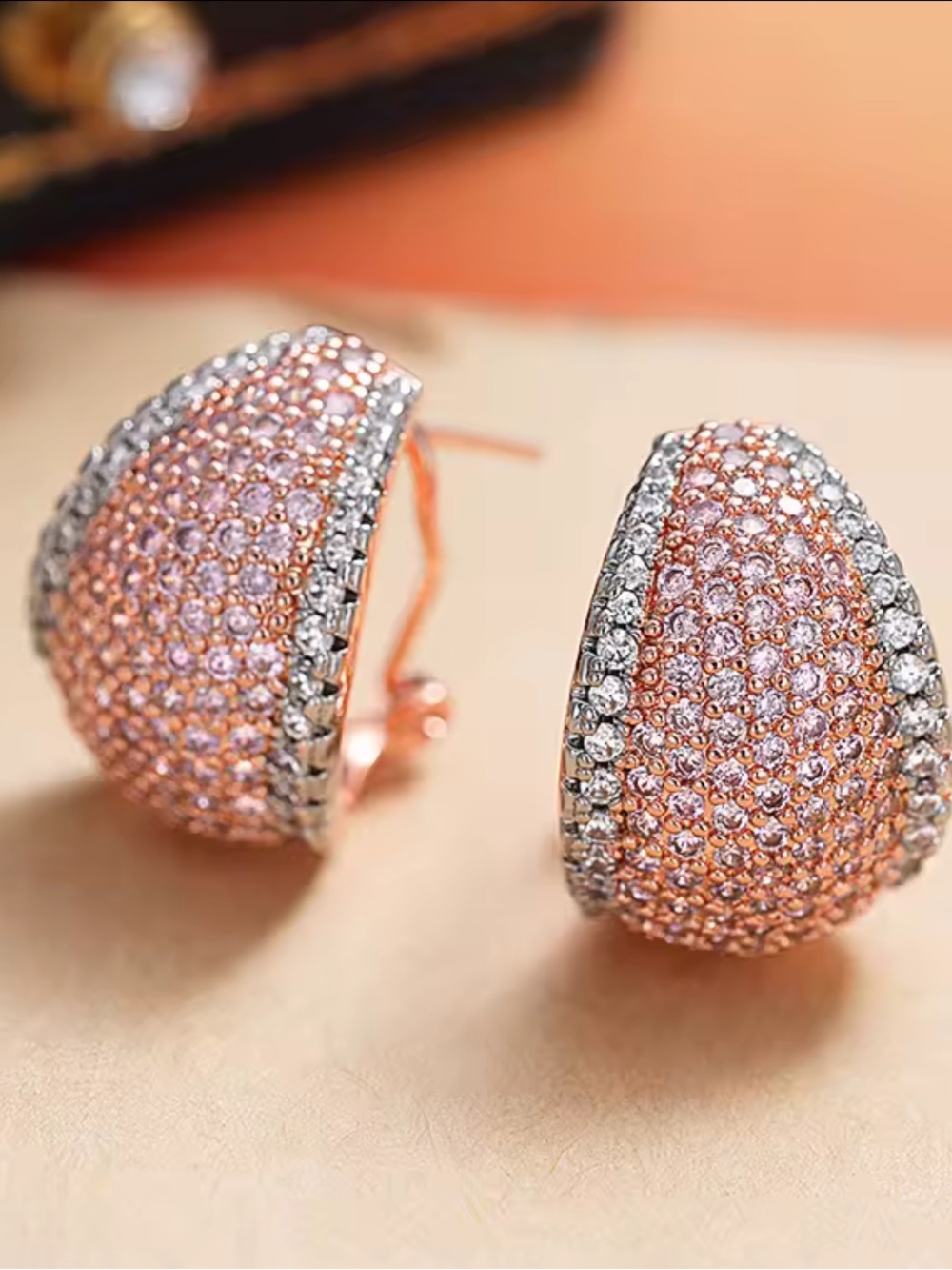 Elegant Rose Gold Sparkling Stud Earrings